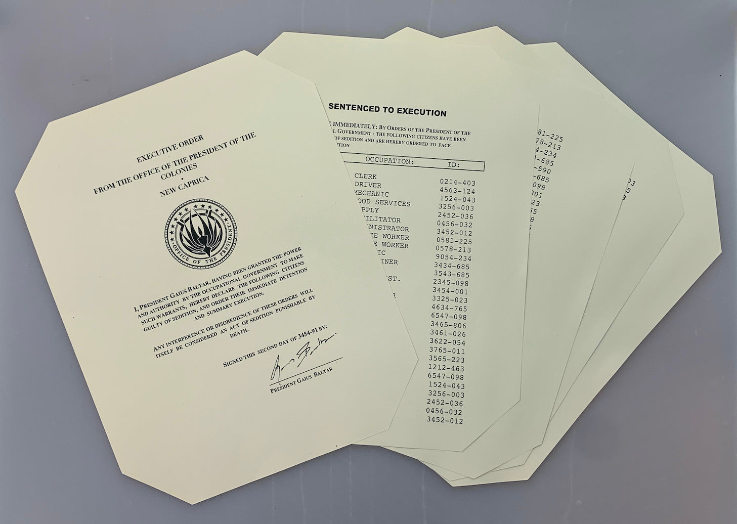 Battlestar Galactica Baltar Spirituality Flyers w/ COA