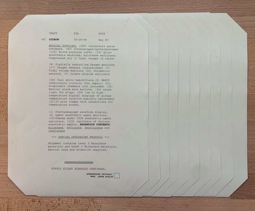 Battlestar Galactica Supply Documents w/ COA