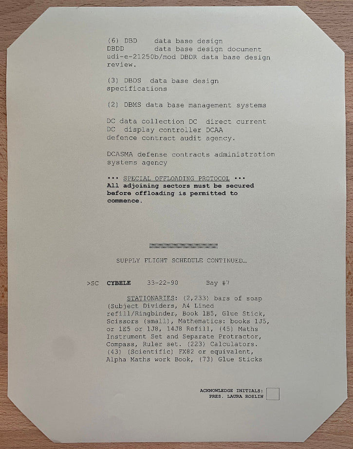 Battlestar Galactica Supply Documents w/ COA