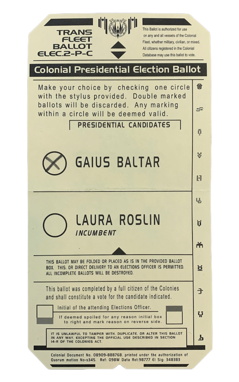 Battlestar Galactica "Baltar" Ballot w/ COA