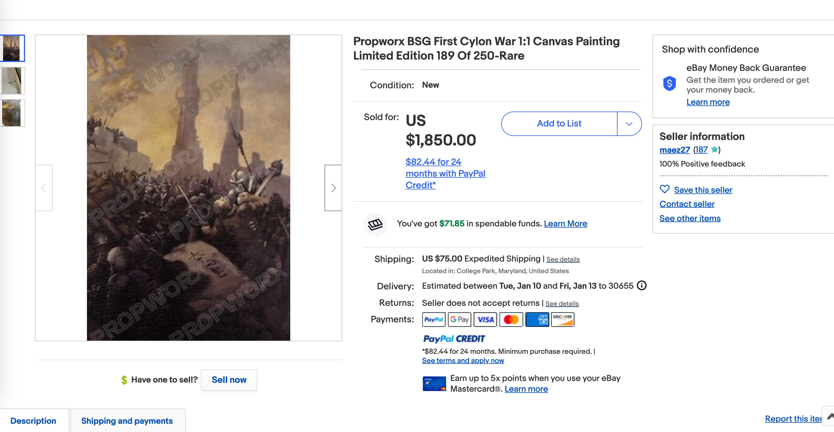 Adama's "First Cylon War" Original Art Giclee Print.