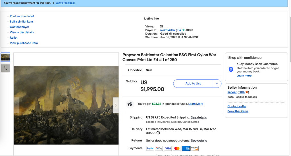 Adama's "First Cylon War" Original Art Giclee Print.